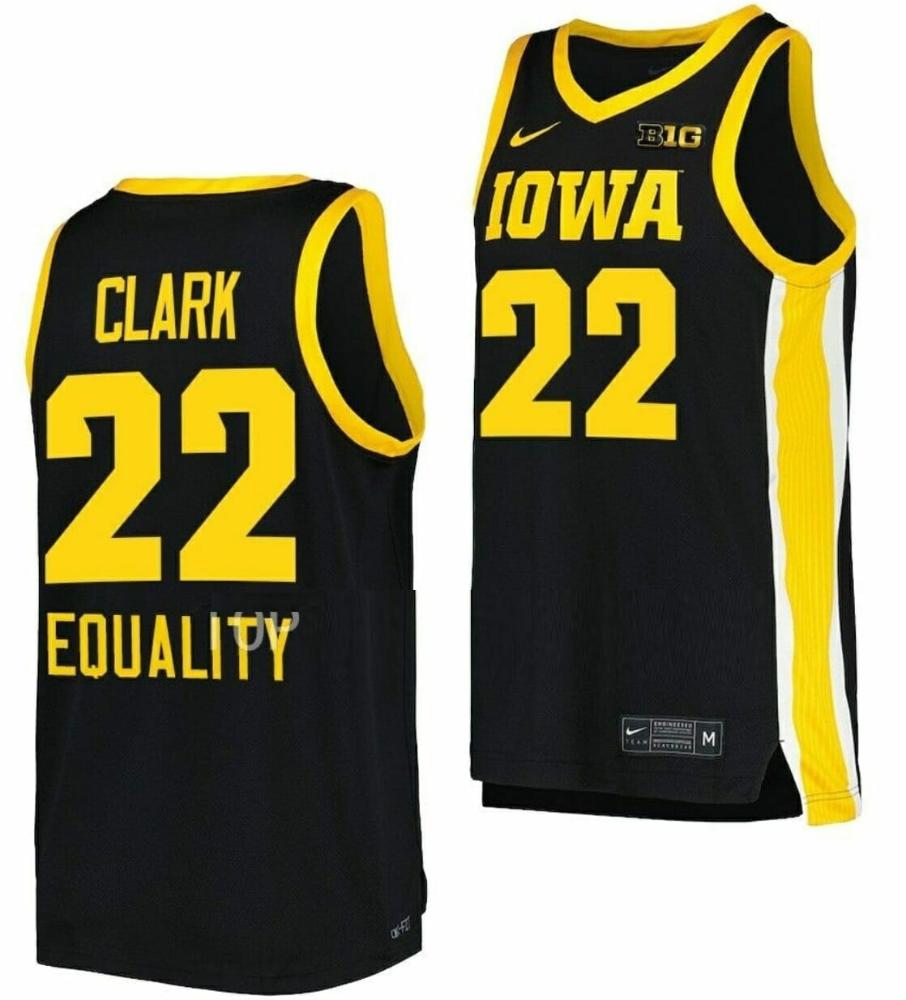 Mens Caitlin Clark Jersey Iowa Hawkeyes Basketball Black Equality 22