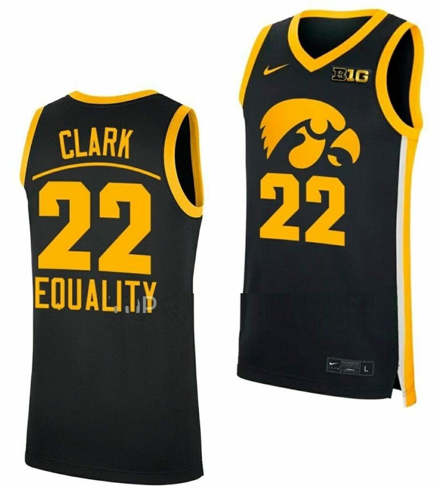Mens Caitlin Clark Jersey Iowa Hawkeyes Basketball Equality Black 22