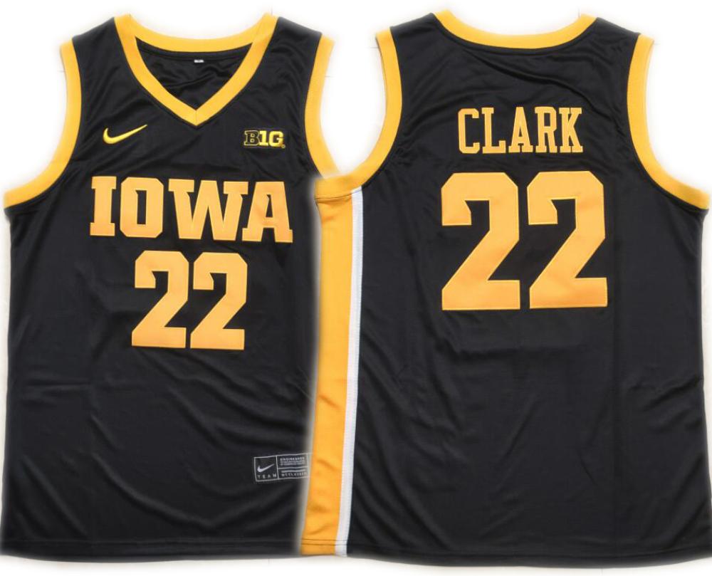 Mens Caitlin Clark Jersey Iowa Hawkeyes College Basketball Black 22