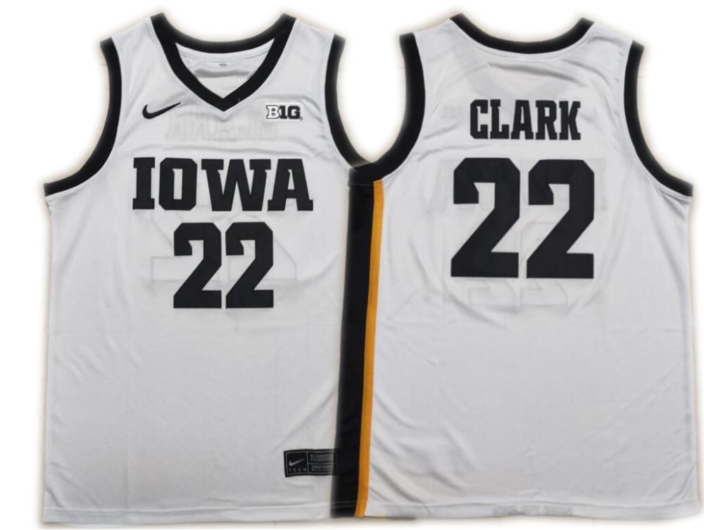 Mens Caitlin Clark Jersey Iowa Hawkeyes College Basketball White 22