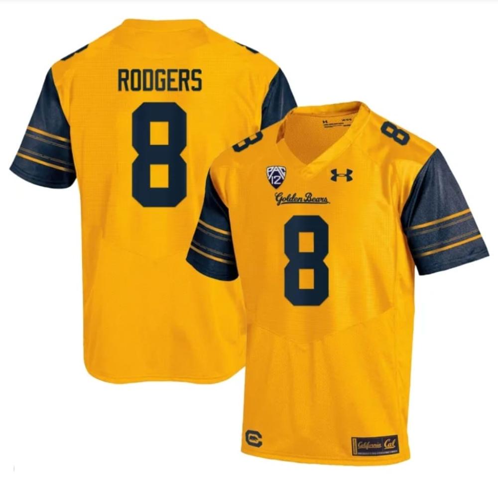 Mens Cal Bears Aaron Rodgers Jersey 8 College 2023 Stitched Gold