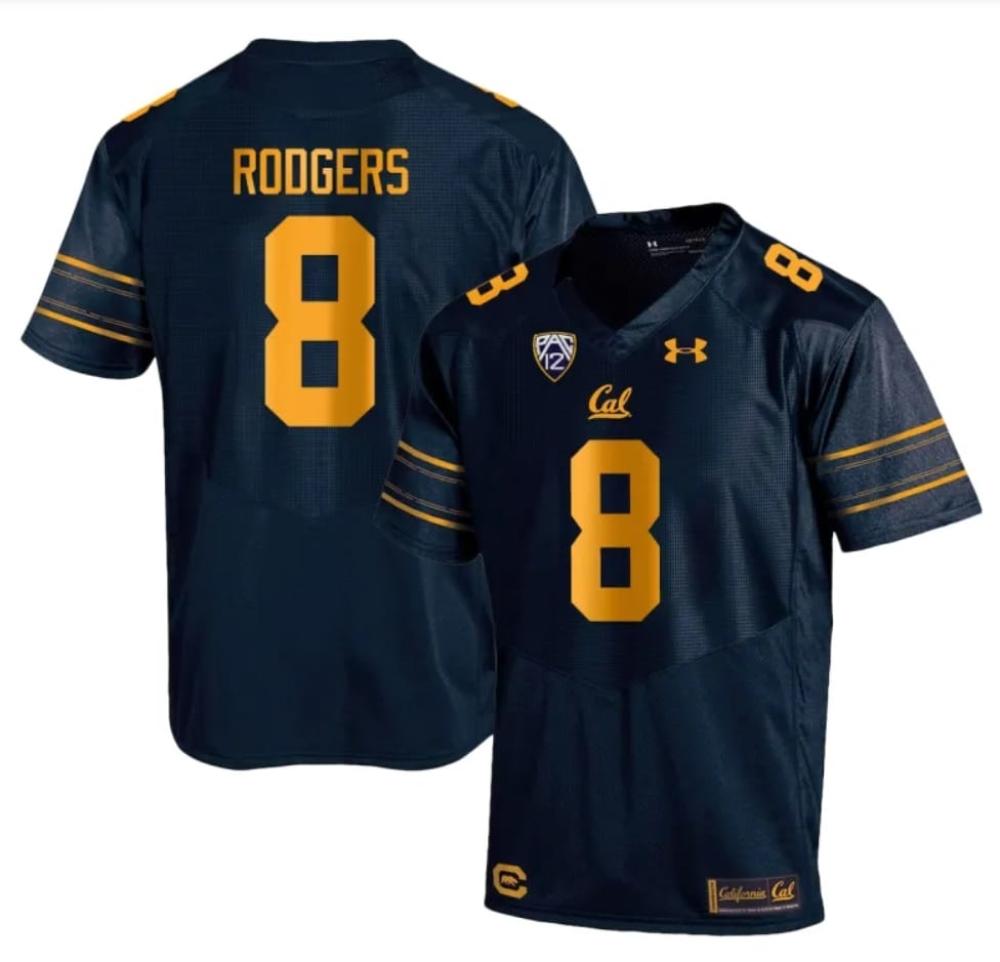 Mens Cal Bears Aaron Rodgers Jersey 8 College Football 2023 Stitched Navy