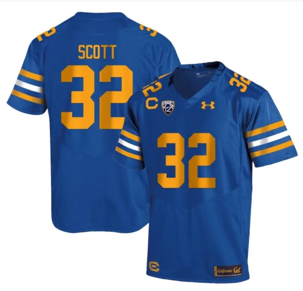 Mens Cal Bears Daniel Scott Jersey 32 College 2023 Stitched Royal