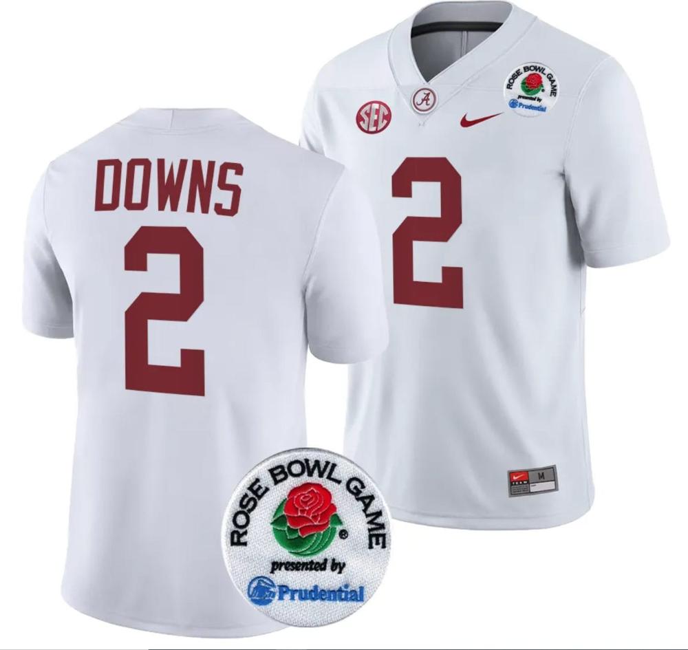 Mens Caleb Downs Jersey 2 Alabama Crimson Tide Rose Bowl Game 2024 Patch Coll