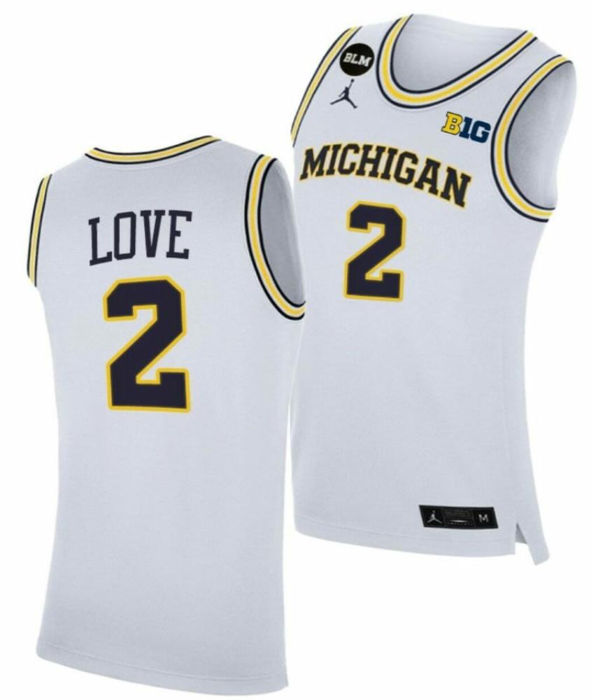 Mens Caleb Love Jersey Michigan Wolverines College Basketball Jersey White 2
