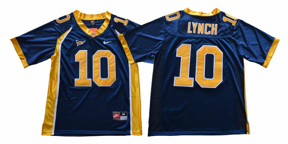 Mens California Golden Bears 10 Marshawn Lynch Football Jersey Blue With Patch