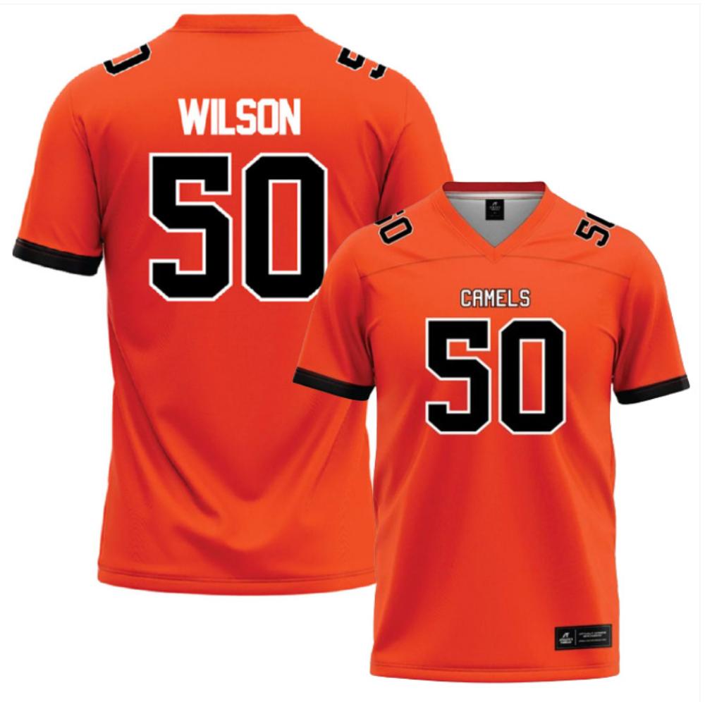 Mens Campbell University Ncaa Football 50 Amari Wilson   Orange Jersey
