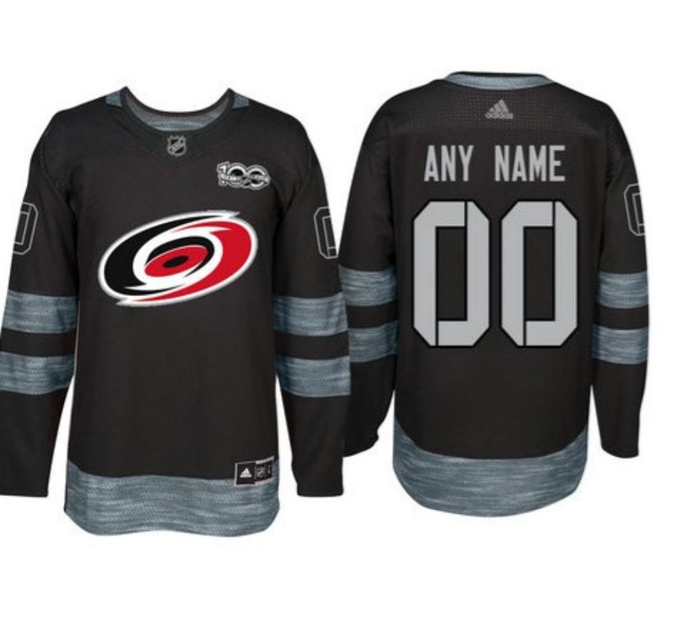 Mens Carolina Hurricanes Black 1917 2017 100th Custom Jersey