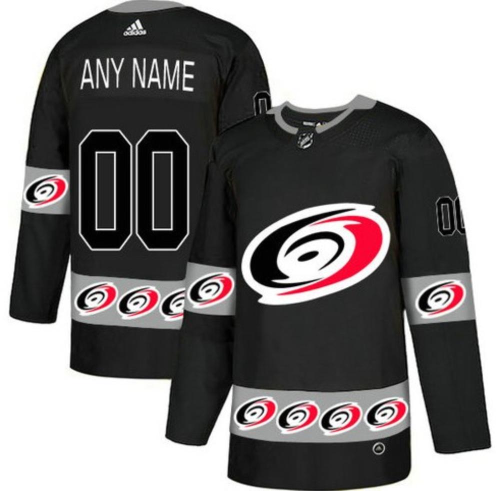 Mens Carolina Hurricanes Custom Black Team Logos Fashion Jersey