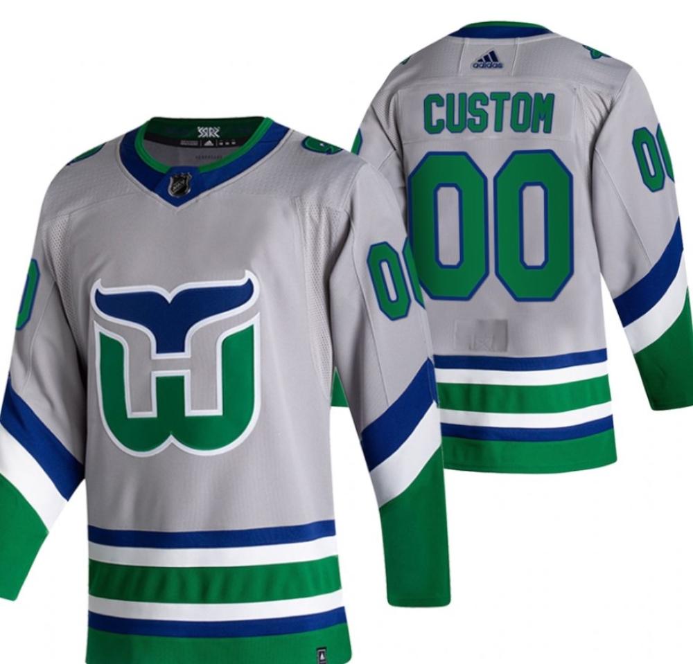Mens Carolina Hurricanes Custom Grey 2020 21 Reverse Retro Alternate Jersey