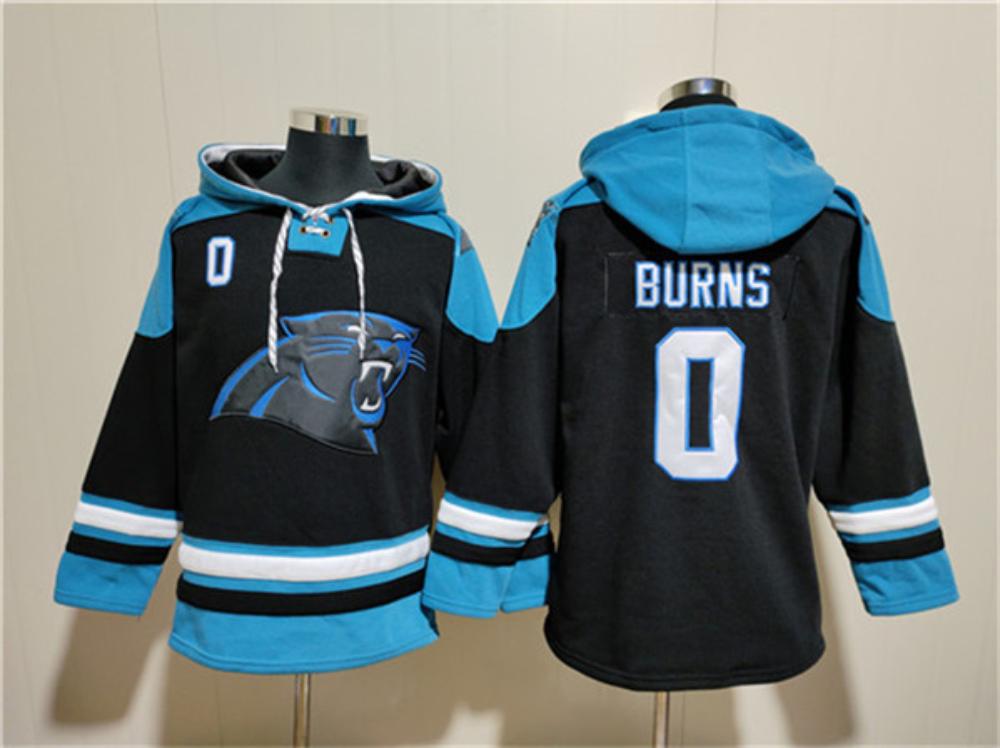 Mens Carolina Panthers 0 Brian Burns Black Ageless Pullover Hoodie