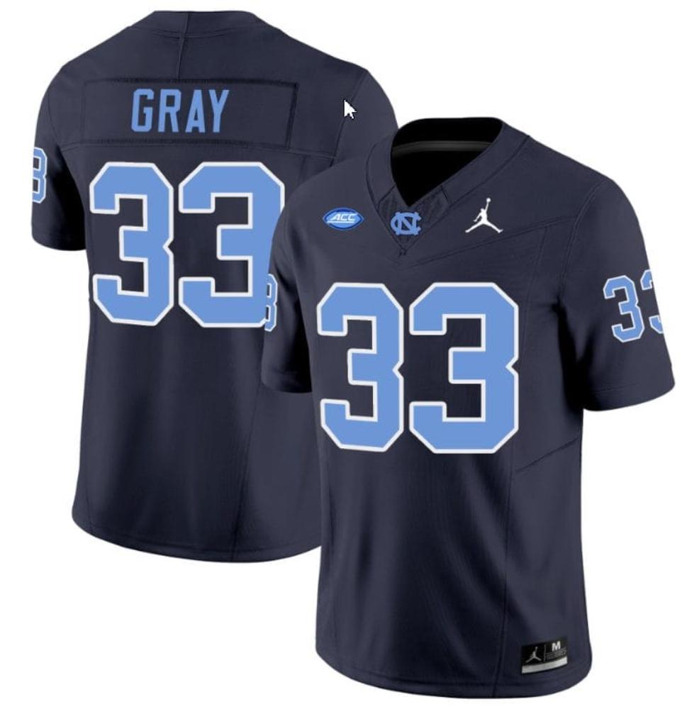 Mens Cedric Gray Jersey 33 North Carolina Tar Heels Collegenavy