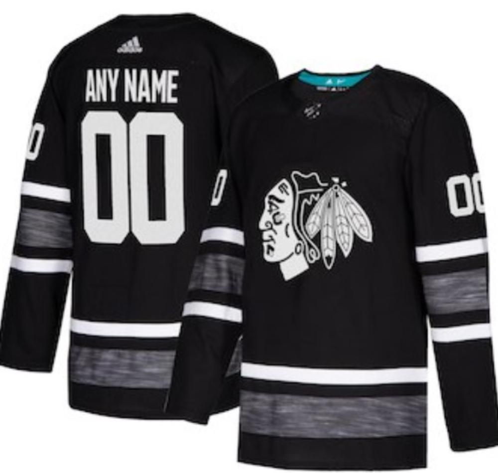 Mens Chicago Blackhawks Black 2019 All star Game Parley Custom Jersey