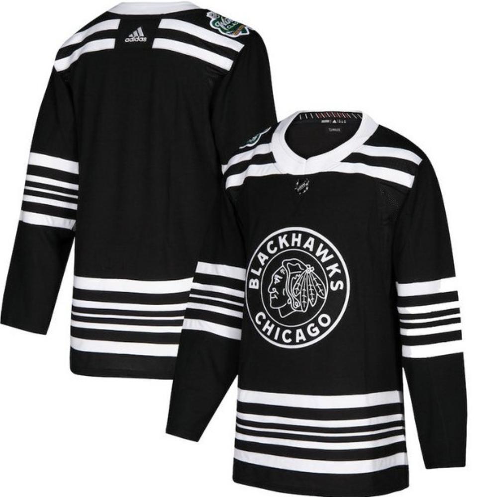 Mens Chicago Blackhawks Blank 2019 Winter Classic Custom Black Jersey