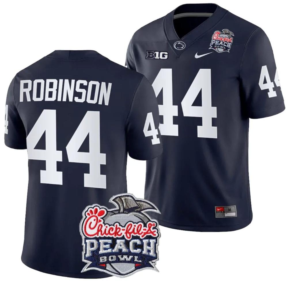Mens Chop Robinson Jersey 44 Penn State Peach Bowl Patch 2024 College Navy