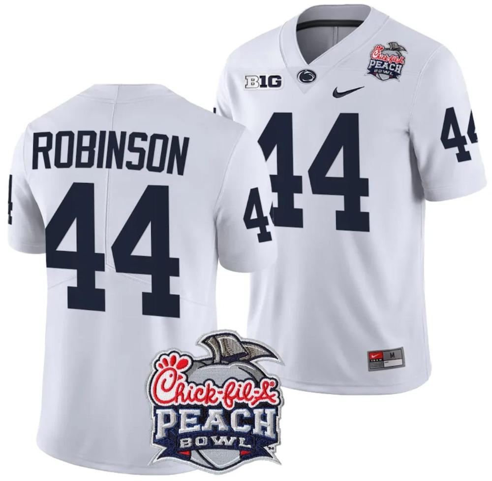 Mens Chop Robinson Jersey 44 Penn State Peach Bowl Patch 2024 College White