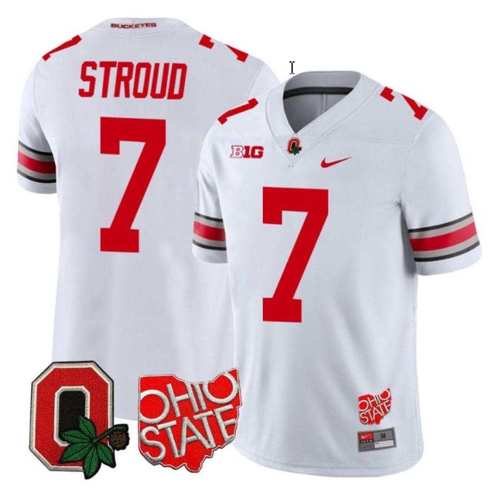 Mens Cj Stroud Jersey 7 Ohio State Buckeyes College Football Stitched Logo Pa