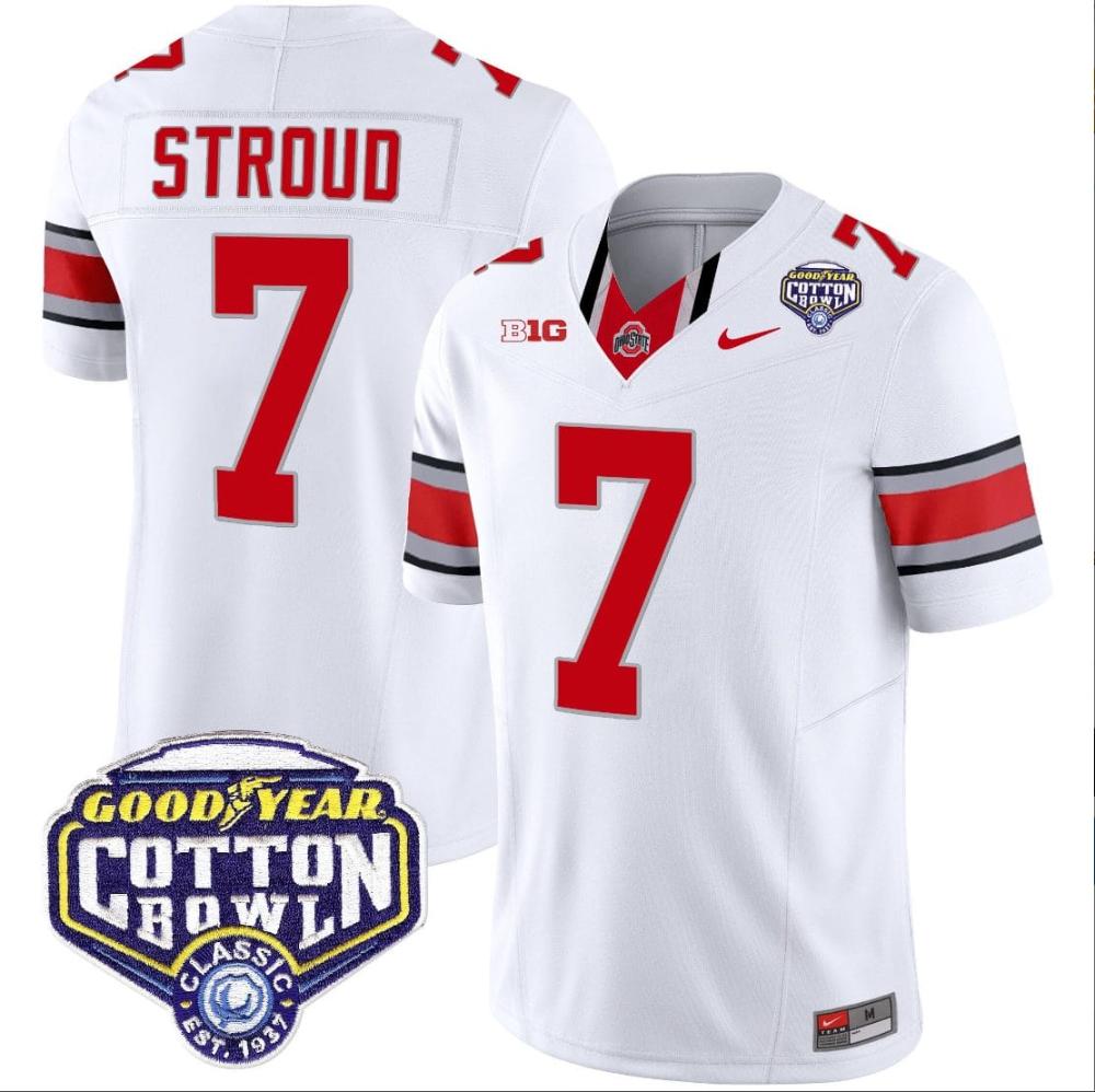 Mens Cj Stroud Jersey 7 Ohio State Buckeyes Cotton Bowl Patch Vapor Football