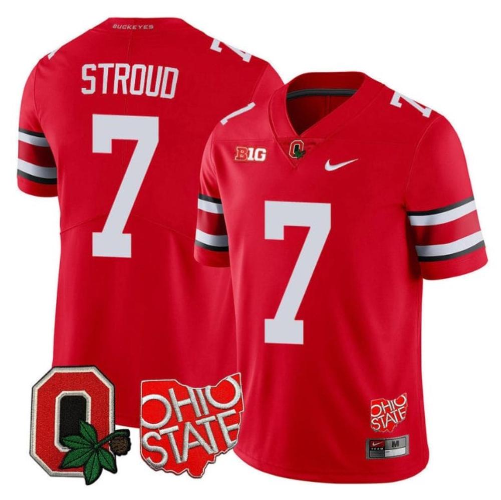 Mens Cj Stroud Jersey 7 Ohio State Buckeyes Logo Patch Scarlet
