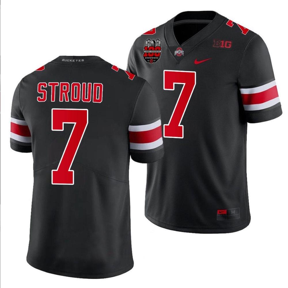 Mens Cj Stroud Jersey 7 Ohio State Buckeyes Ohio Stadium Patch College Black