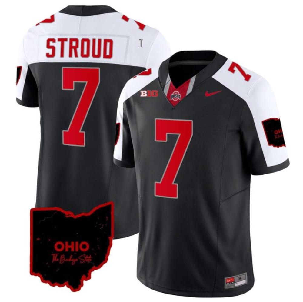 Mens Cj Stroud Jersey 7 Ohio State Buckeyes Vapor Limited Ohio Patch Black Al