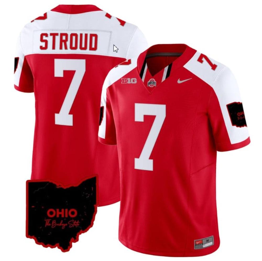 Mens Cj Stroud Jersey 7 Ohio State Buckeyes Vapor Limited Ohio Patch Red Alte
