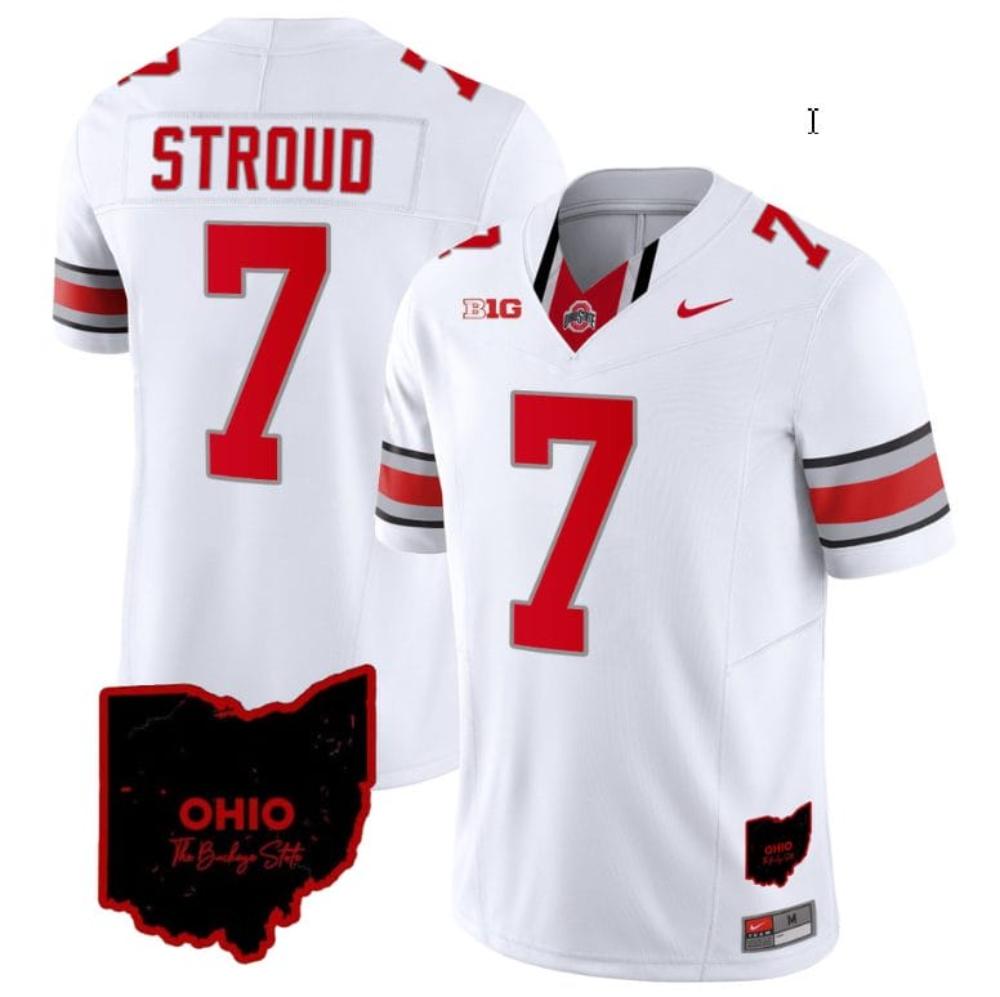 Mens Cj Stroud Jersey 7 Ohio State Buckeyes Vapor Limited Ohio Patch White