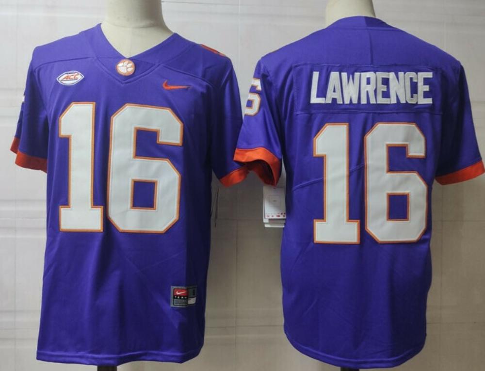 Mens Clemson Tigers 16 Trevor Lawrence College Football Jersey Blue
