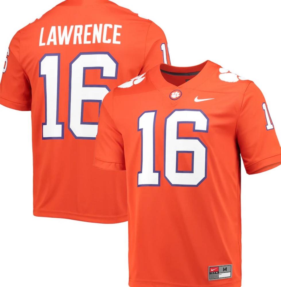 Mens Clemson Tigers 16 Trevor Lawrence College Football Jersey Orange