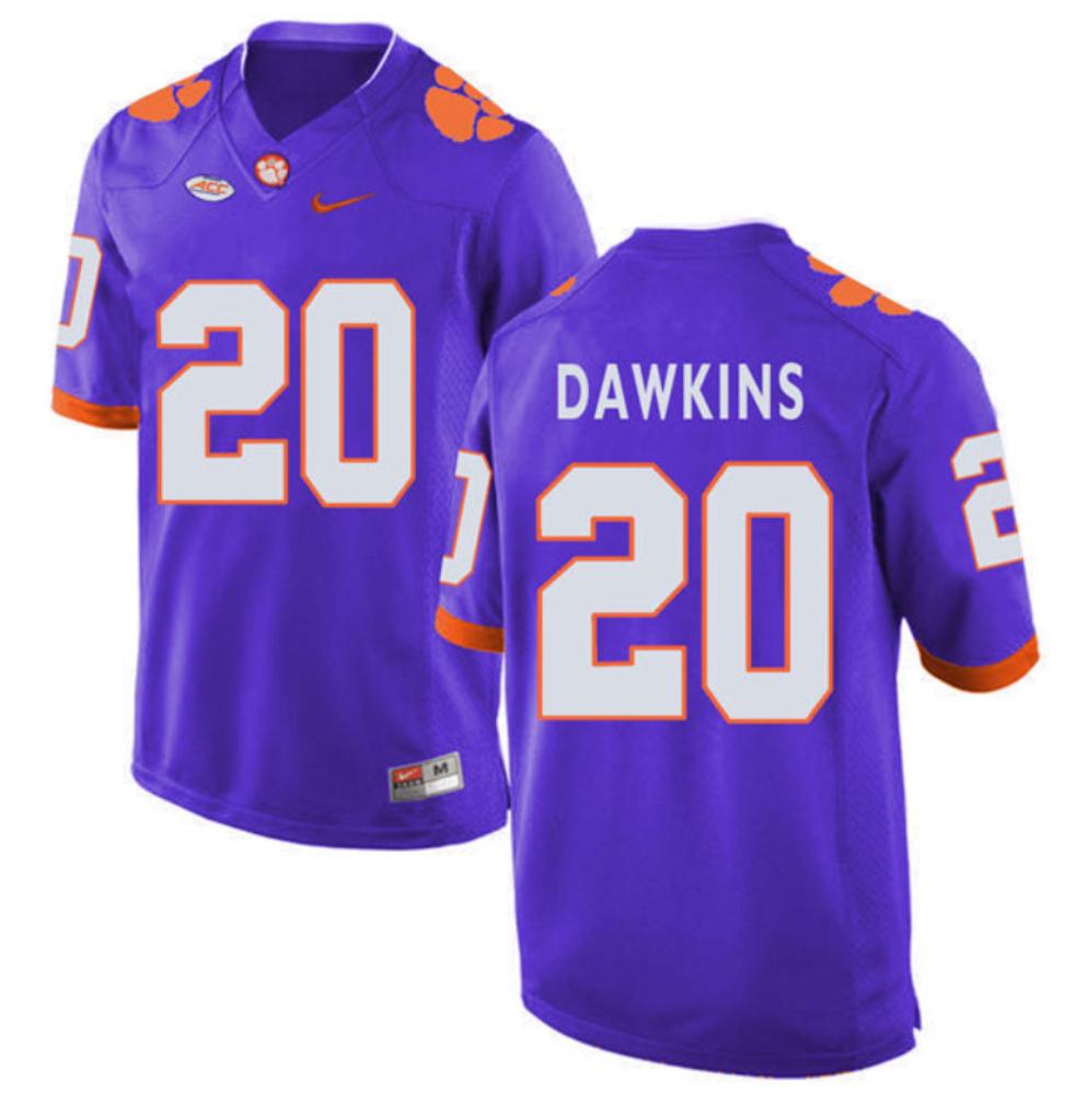 Mens Clemson Tigers 20 Brian Dawkins Ncaa College Football Jersey Purple