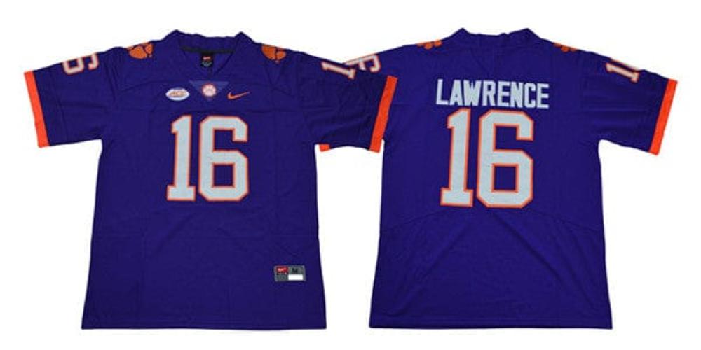 Mens Clemson Tigers Trevor Lawrence Jersey 16 College Purple