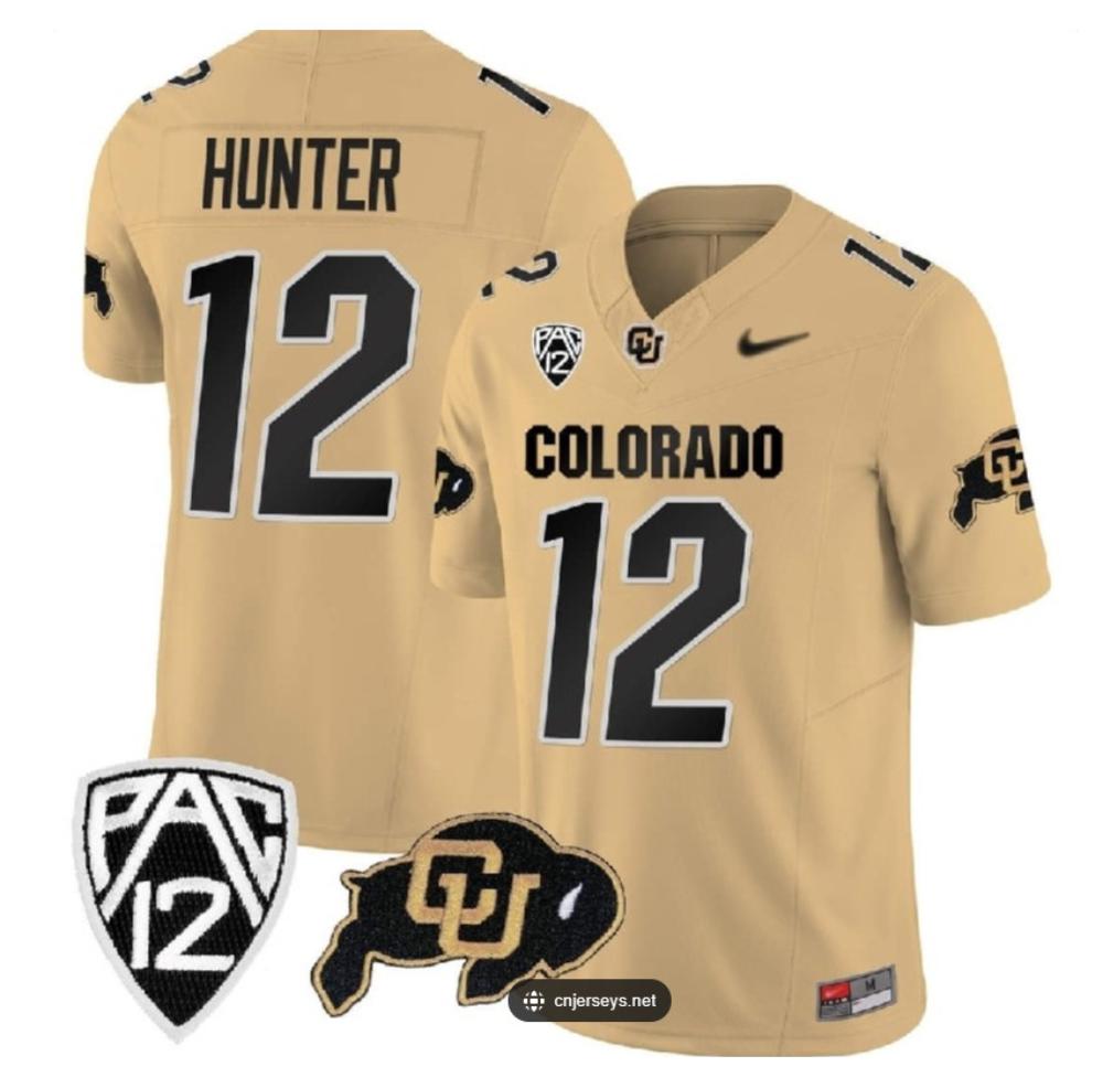 Mens Colorado Buffaloes 12 Travis Hunter College Football Jersey Brown