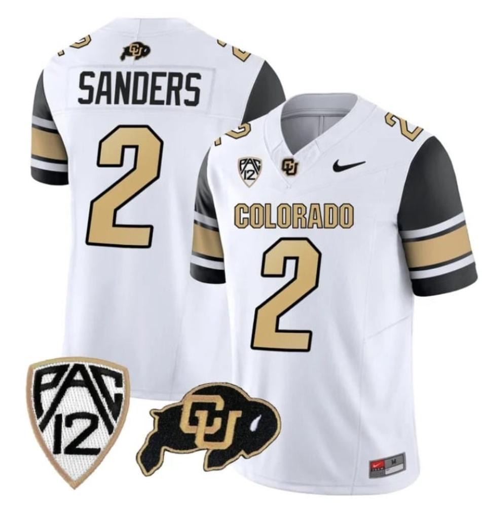 Mens Colorado Buffaloes Deion Sanders Jersey 2 Vapor College Black Sleeves