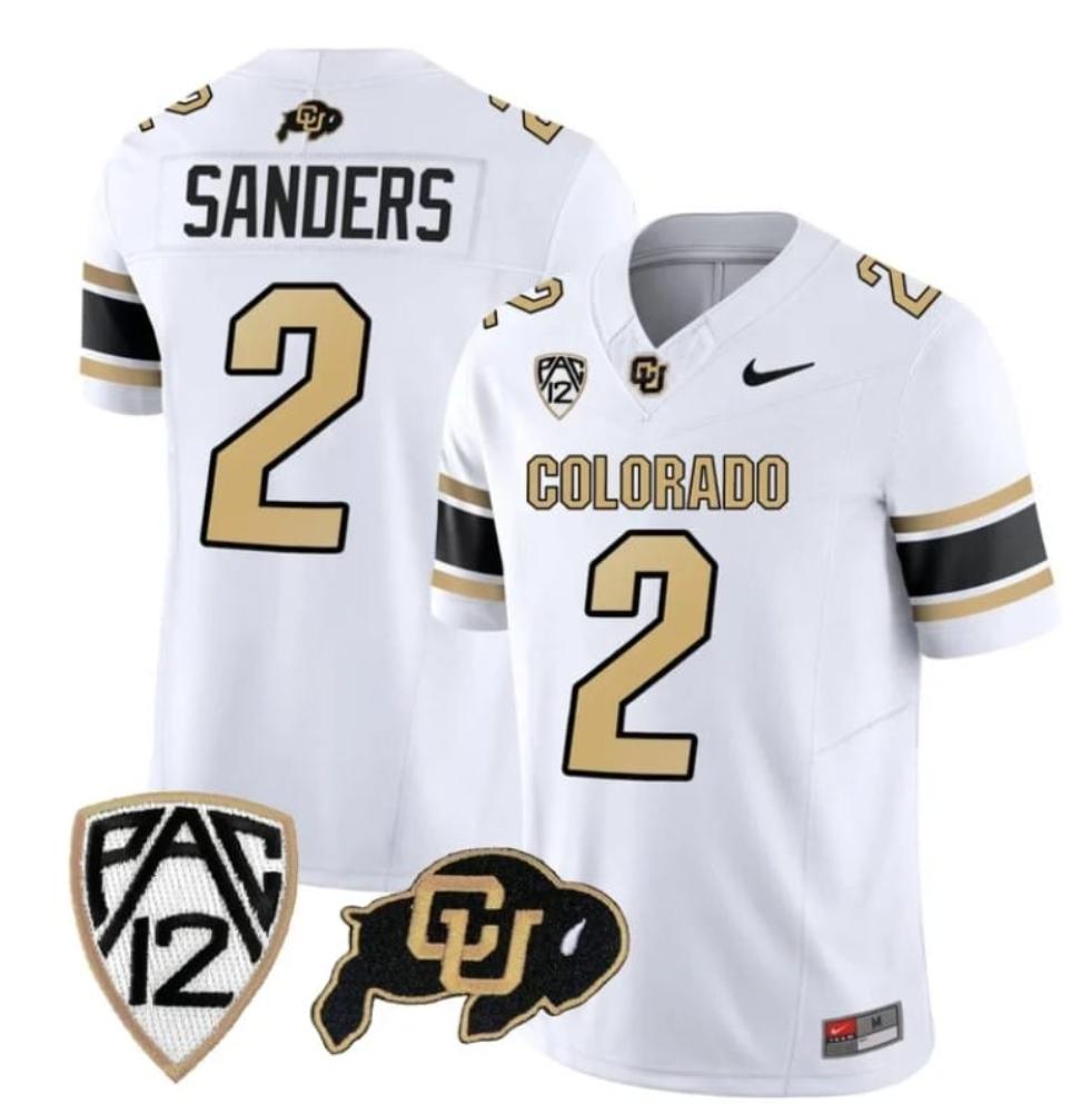 Mens Colorado Buffaloes Deion Sanders Jersey 2 Vapor College White