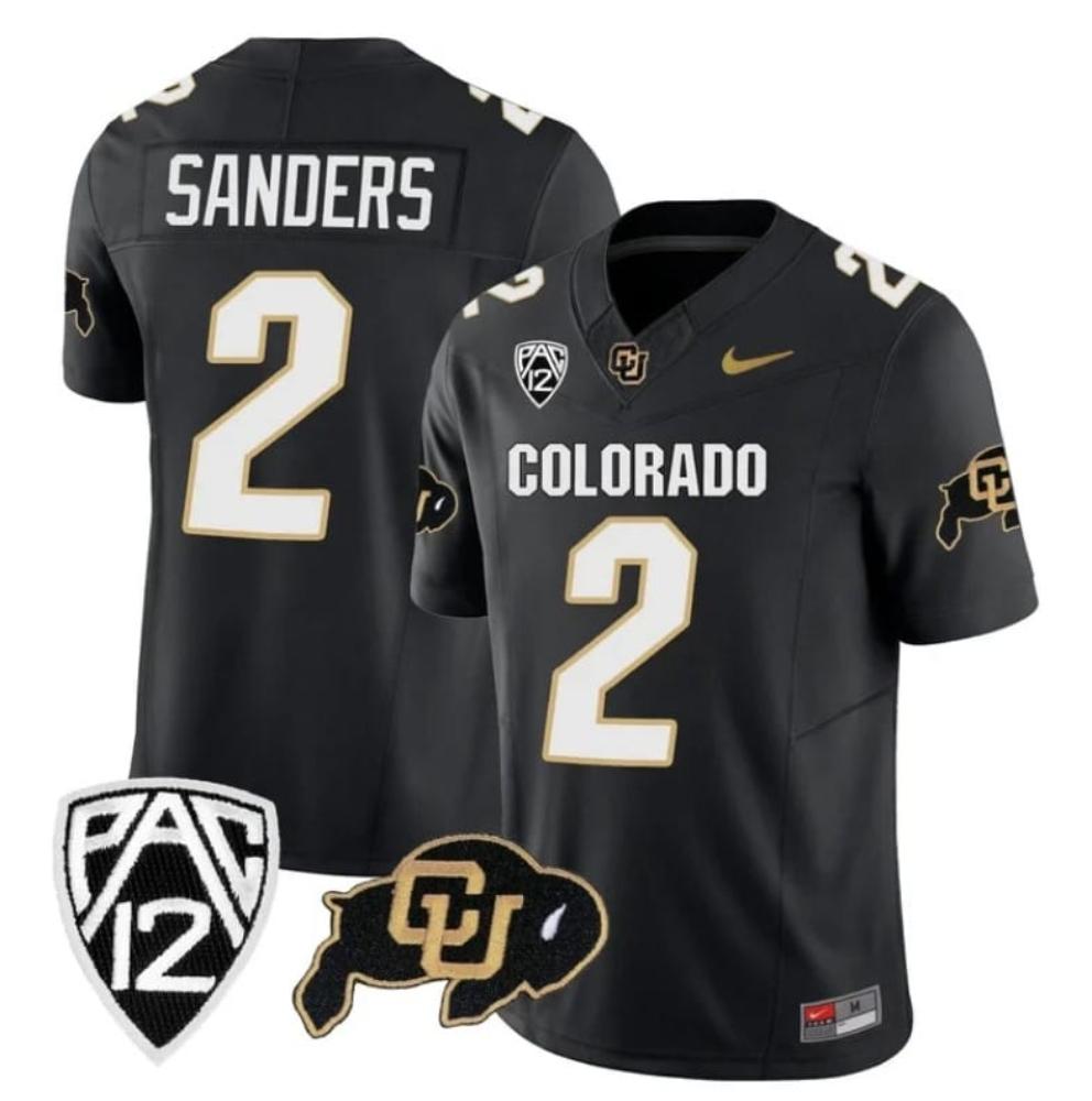 Mens Colorado Buffaloes Shedeur Sanders Jersey 2 College Black