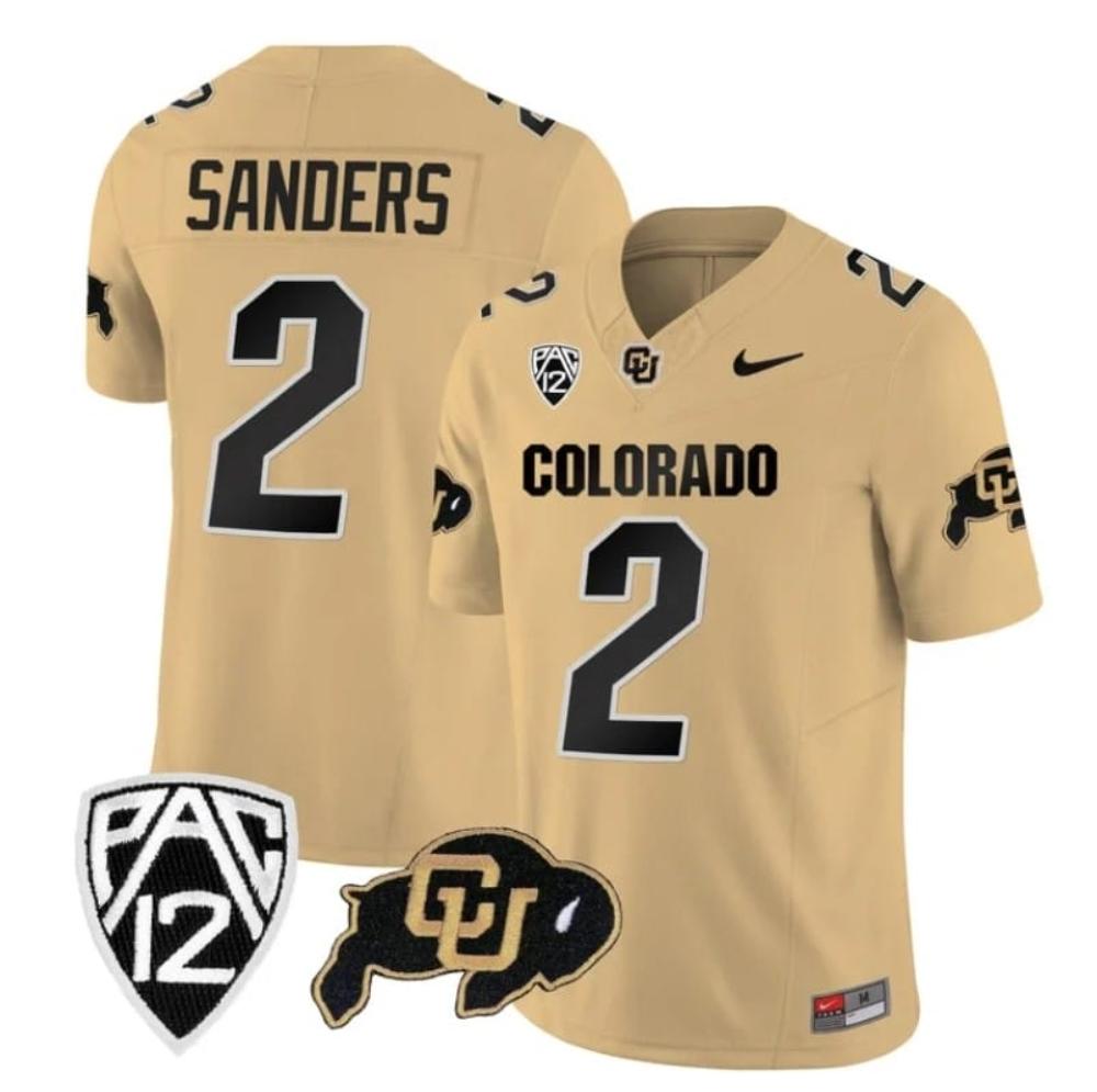 Mens Colorado Buffaloes Shedeur Sanders Jersey 2 College Gold