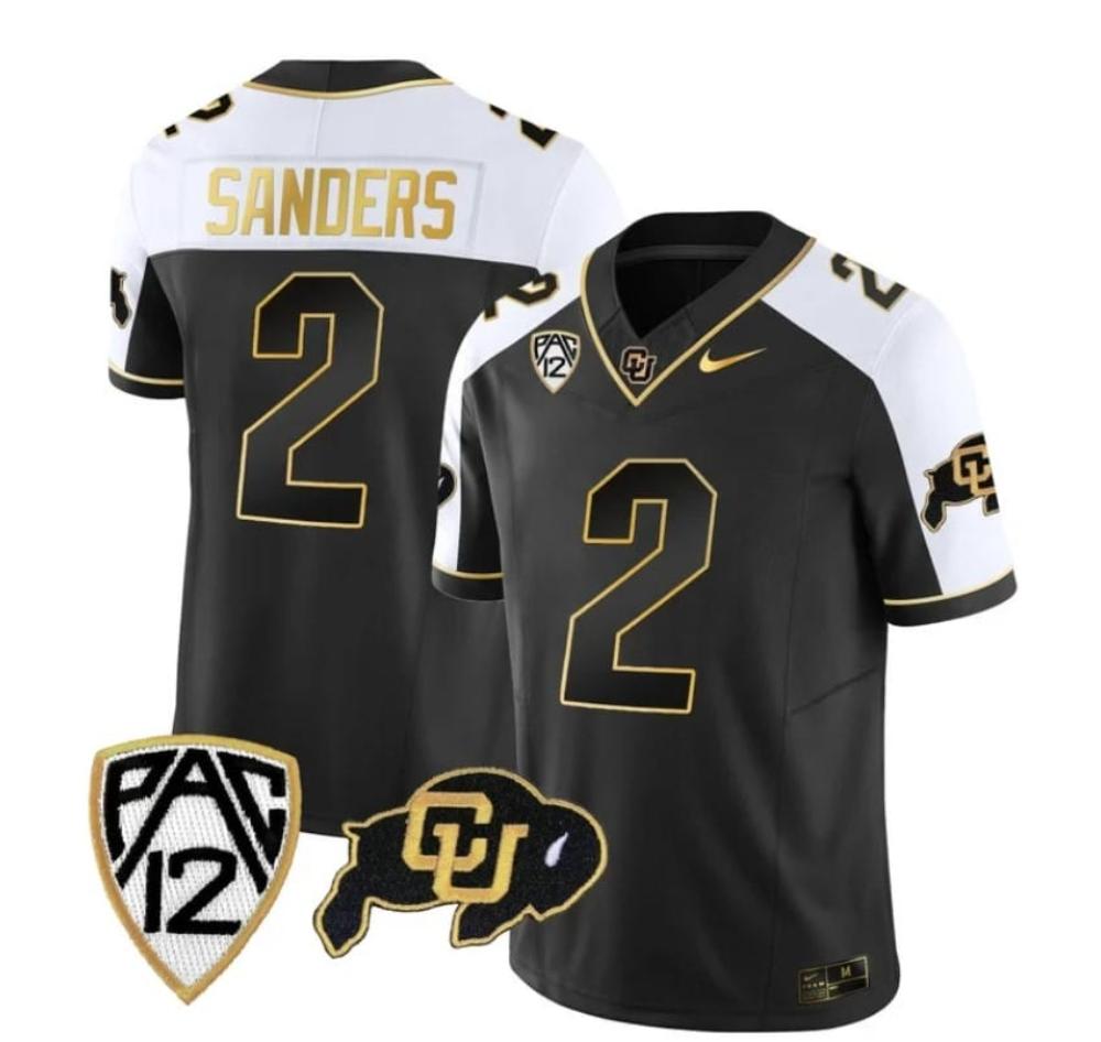 Mens Colorado Buffaloes Shedeur Sanders Jersey 2 Vapor Gold Limited Alternate