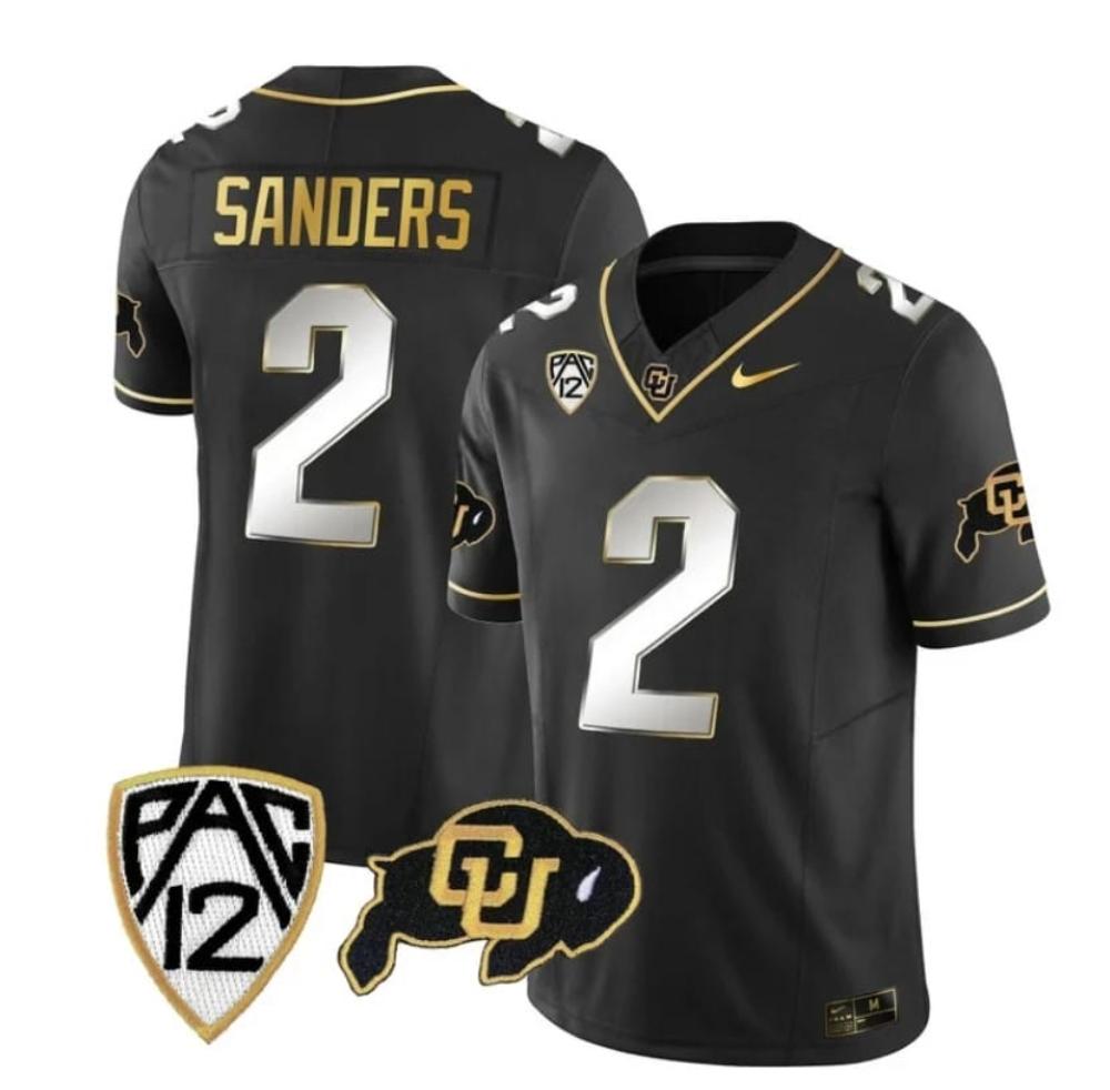Mens Colorado Buffaloes Shedeur Sanders Jersey 2 Vapor Gold Limited Black Lim