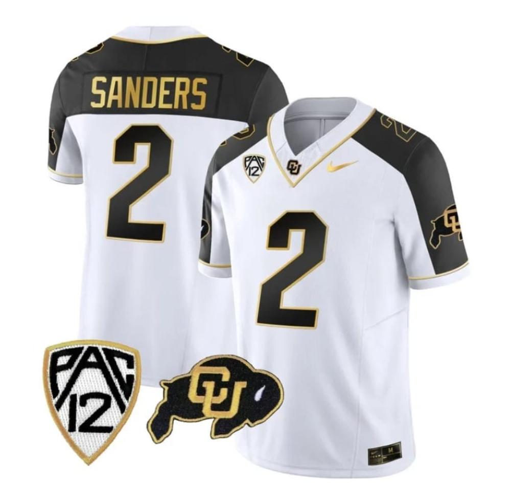 Mens Colorado Buffaloes Shedeur Sanders Jersey 2 Vapor Gold Limited Inverted