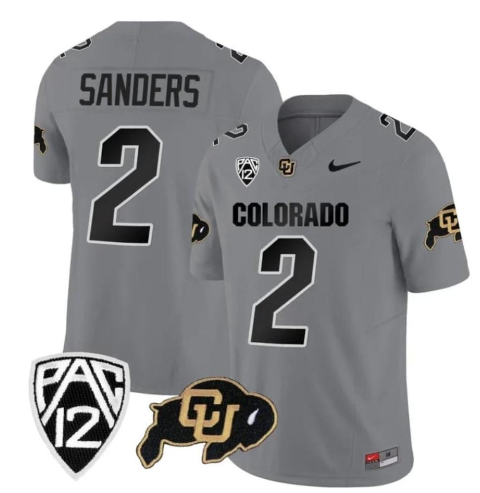 Mens Colorado Buffaloes Shedeur Sanders Jersey 2 Vapor Limited College Gray