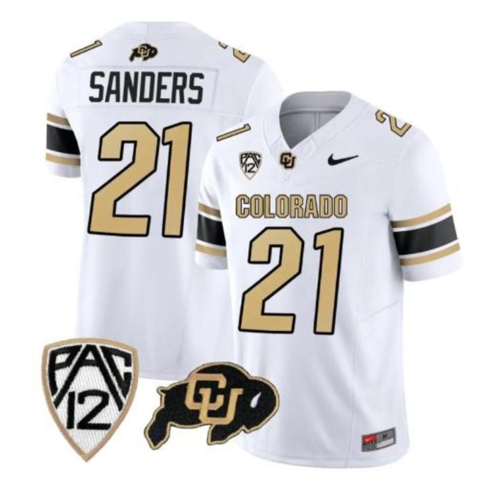 Mens Colorado Buffaloes Shilo Sanders 21 Jersey College Football White Jersey