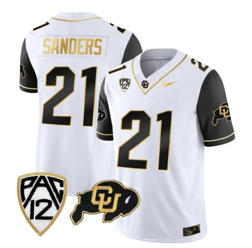Mens Colorado Buffaloes Shilo Sanders Jersey 21 Vapor Gold Limited Black Slee
