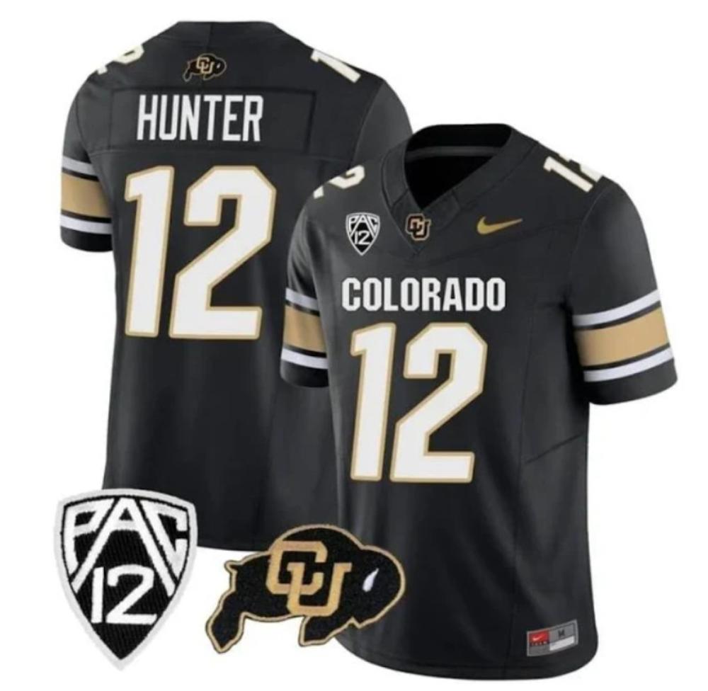 Mens Colorado Buffaloes Travis Hunter Jersey 12 Vapor College Black