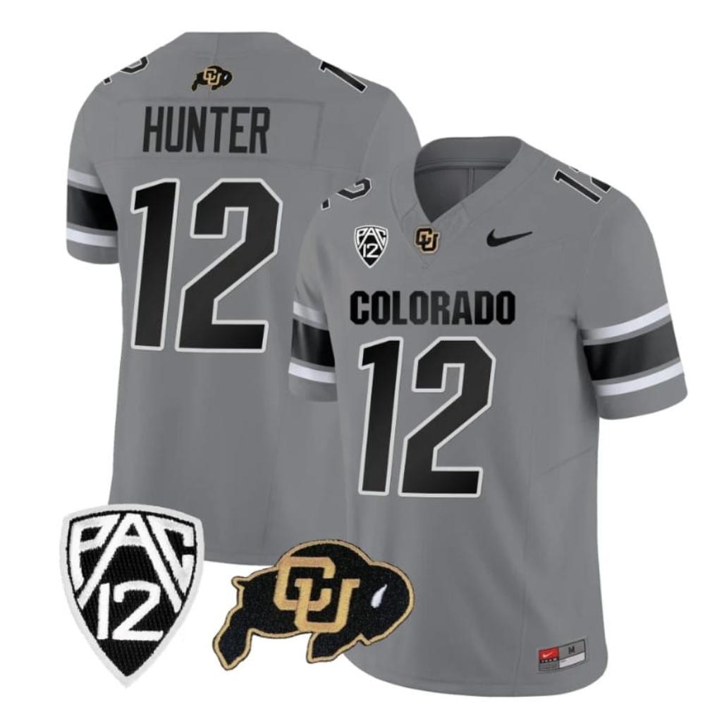 Mens Colorado Buffaloes Travis Hunter Jersey 12 Vapor College Gray