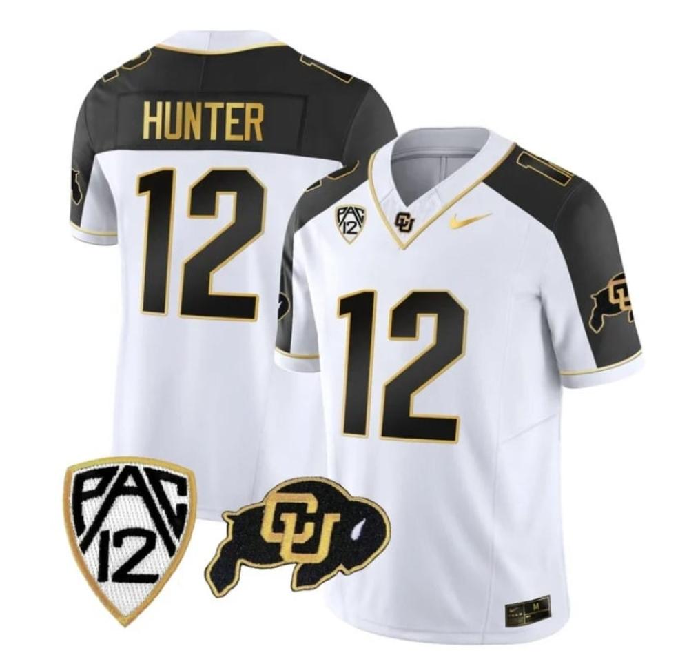 Mens Colorado Buffaloes Travis Hunter Jersey 12 Vapor Gold Limited Inverted