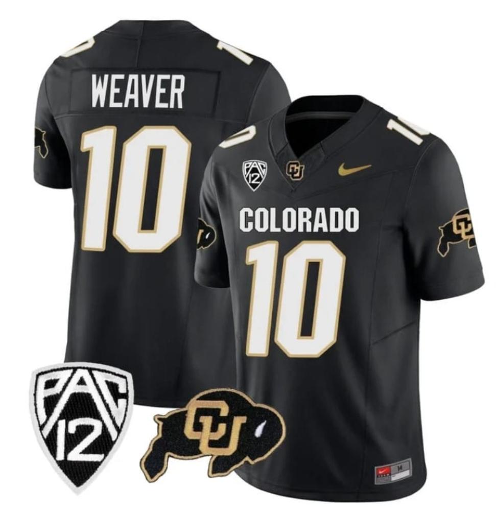 Mens Colorado Buffaloes Xavier Weaver Jersey 10 College Black