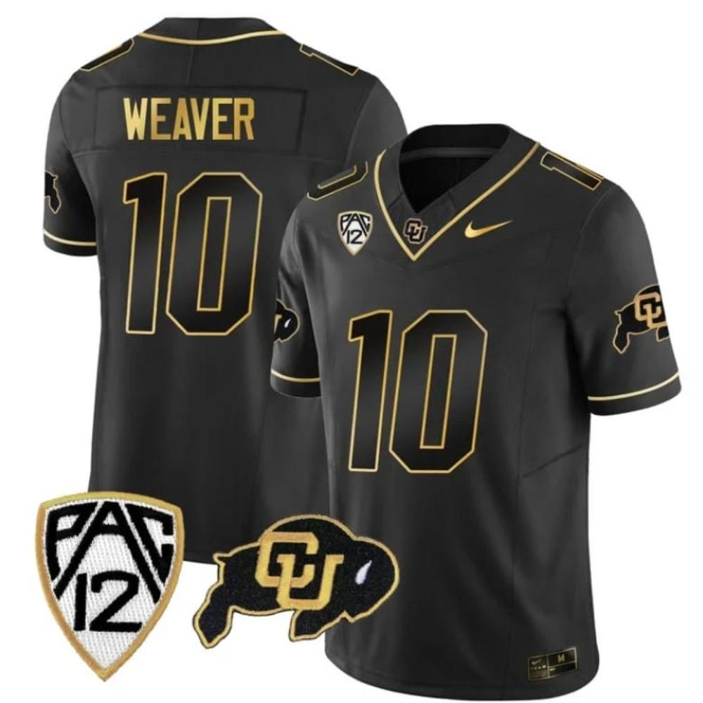 Mens Colorado Buffaloes Xavier Weaver Jersey 10 Vapor Gold Black Gold