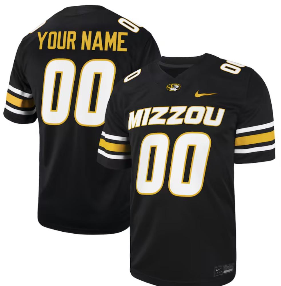 Mens Custom 00 Jersey Missouri Tigers Nil Football Jersey   Black