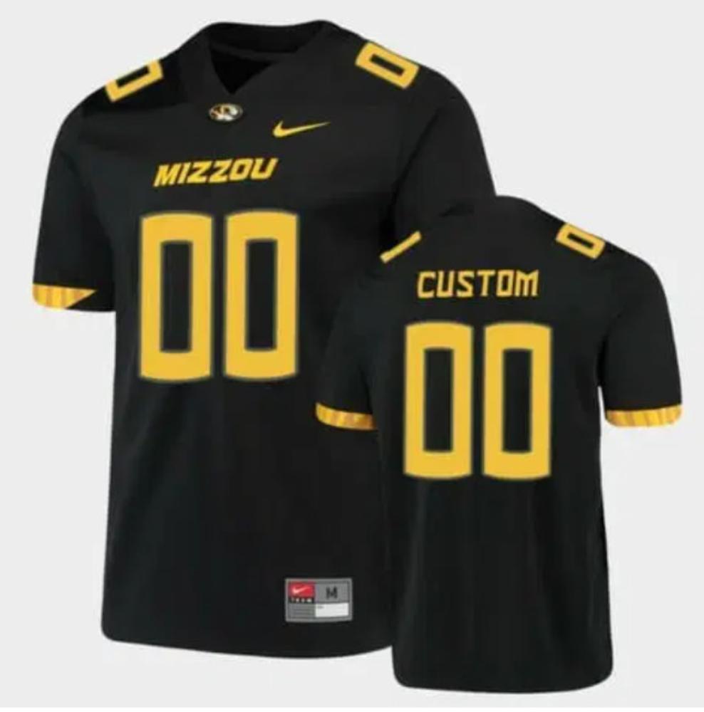 Mens Custom 00 Missouri Tigers Ncaa College Football Jersey Black