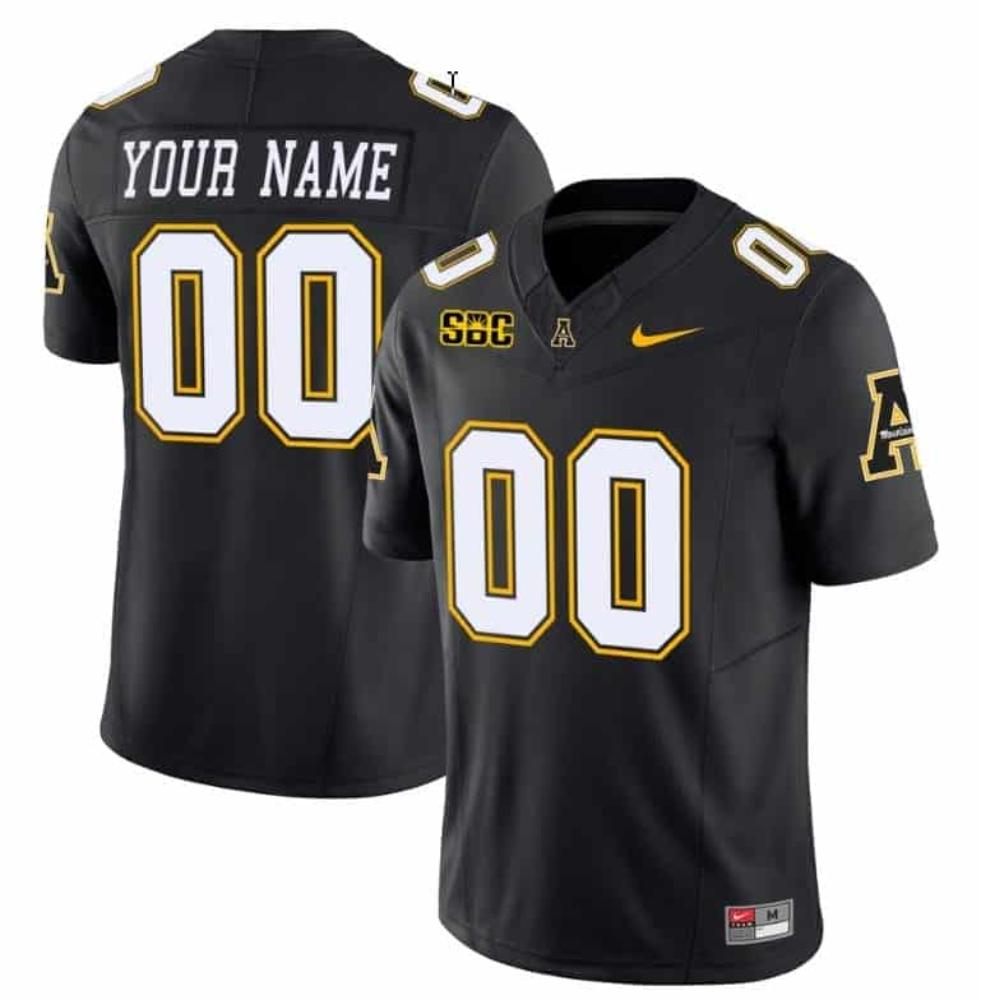 Mens Custom Appalachian State Mountaineers Jersey College Football Black